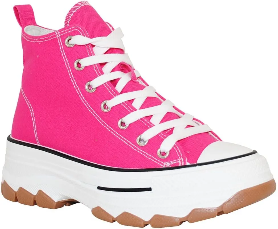 TRENDSUP Womens Sneakers Platform Shoes 2 Inch Height Lace Up Fashion Sneaker Shoes