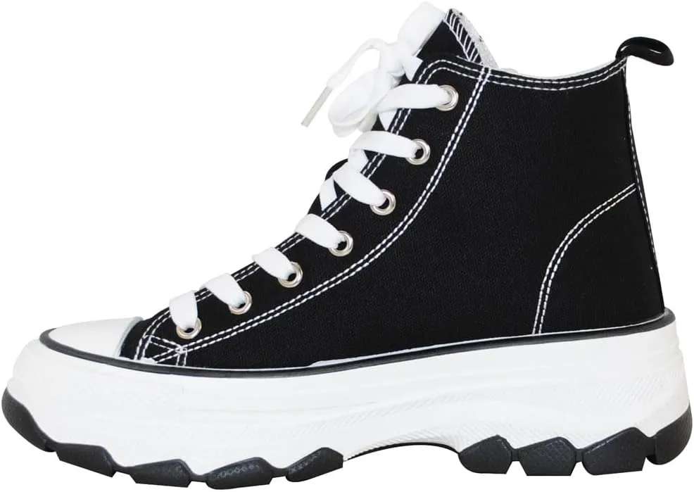 TRENDSUP Womens Sneakers Platform Shoes 2 Inch Height Lace Up Fashion Sneaker Shoes
