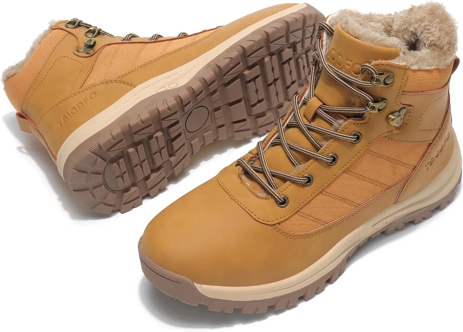 TSIODFO Men's Snow Boots Outdoor Waterproof Winter Boots Fur Lined Cold Weather Shoes