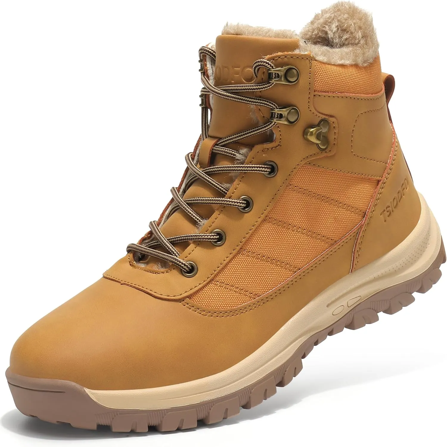 TSIODFO Men's Snow Boots Outdoor Waterproof Winter Boots Fur Lined Cold Weather Shoes