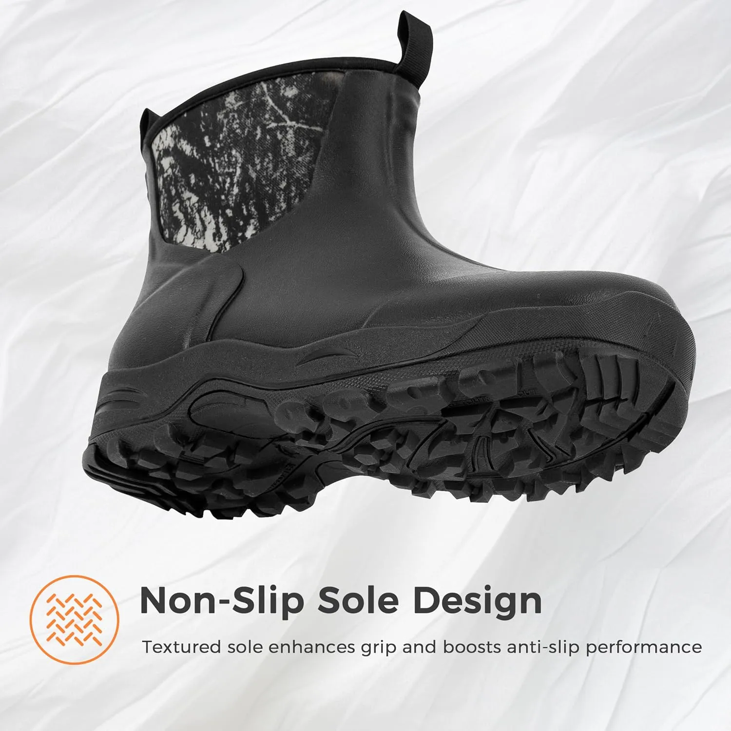 Ubon Men's Short Ankle Rubber Rain Boots Waterproof, Slip On Insulated Mud Work Rainboots Garden Shoes