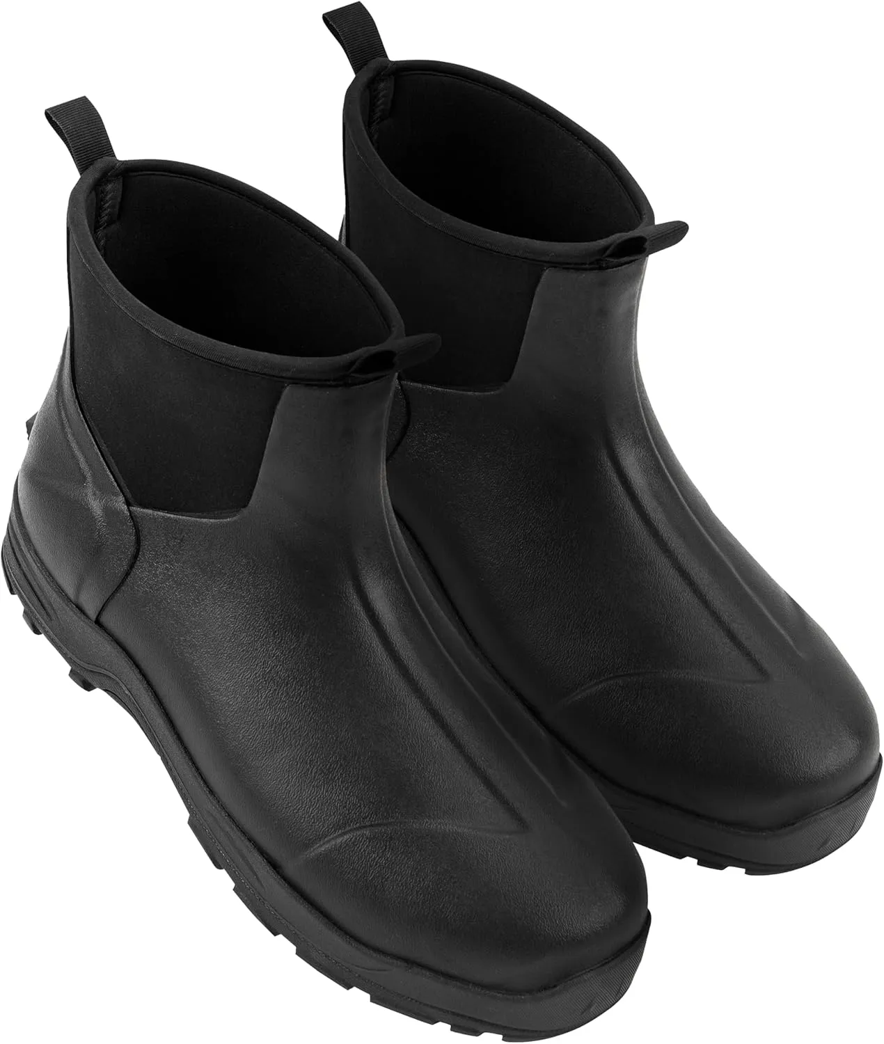 Ubon Men's Short Ankle Rubber Rain Boots Waterproof, Slip On Insulated Mud Work Rainboots Garden Shoes