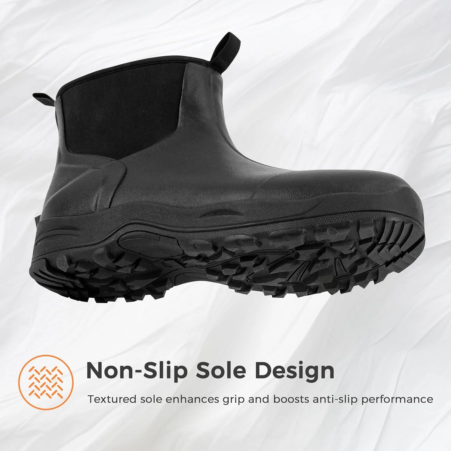 Ubon Men's Short Ankle Rubber Rain Boots Waterproof, Slip On Insulated Mud Work Rainboots Garden Shoes