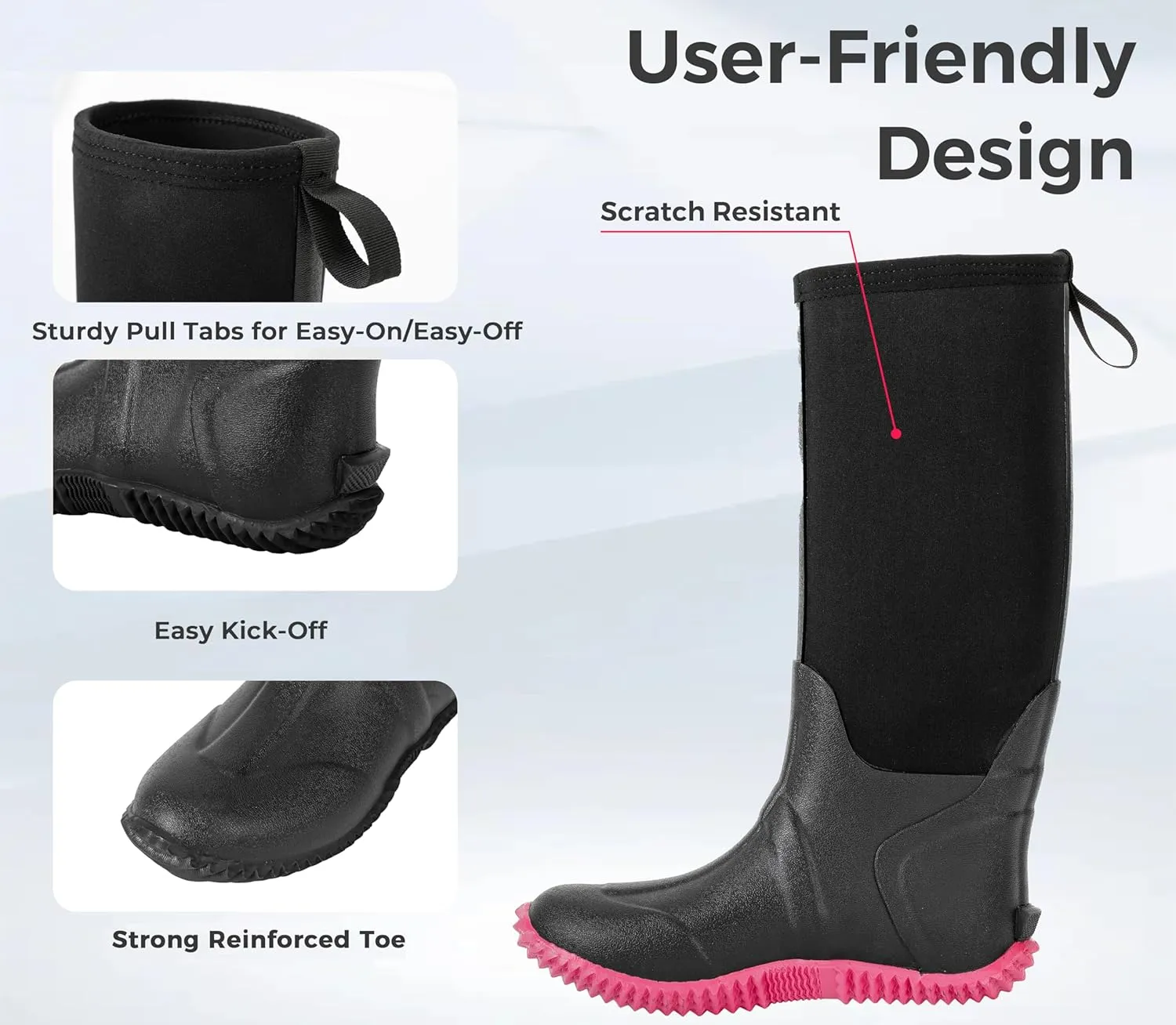 Ubon Rubber Boots for Women Waterproof Neoprene Rain Boots Mud Work Hunting Boots