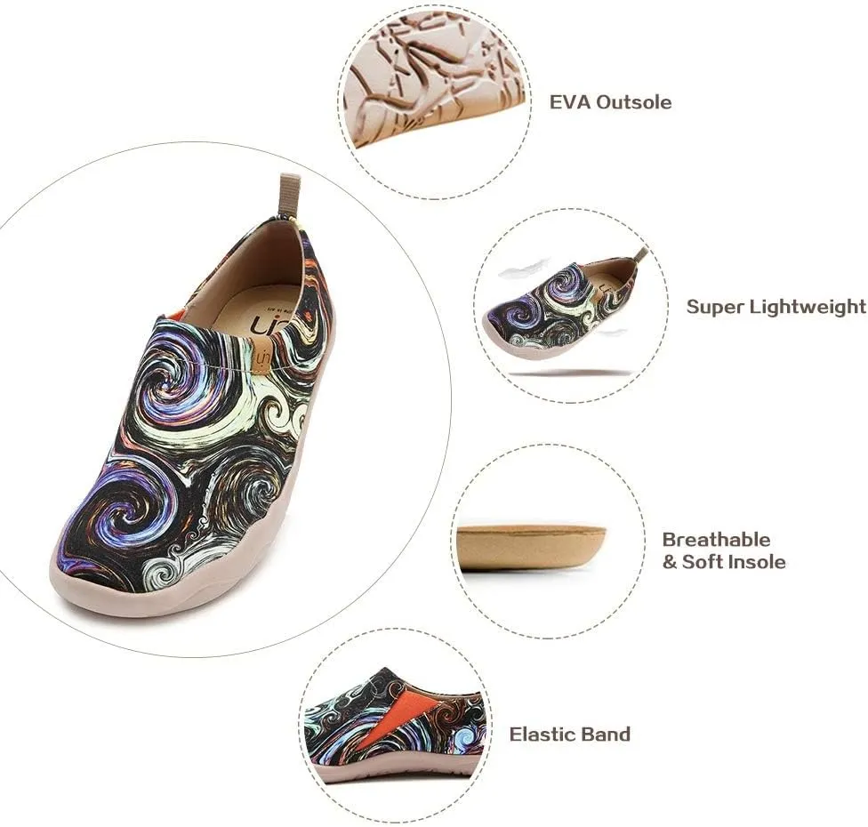 UIN Women's Artistic Slip-On Shoes Vibrant Floral Casual Loafers Lightweight Comfortable Travel Footwear