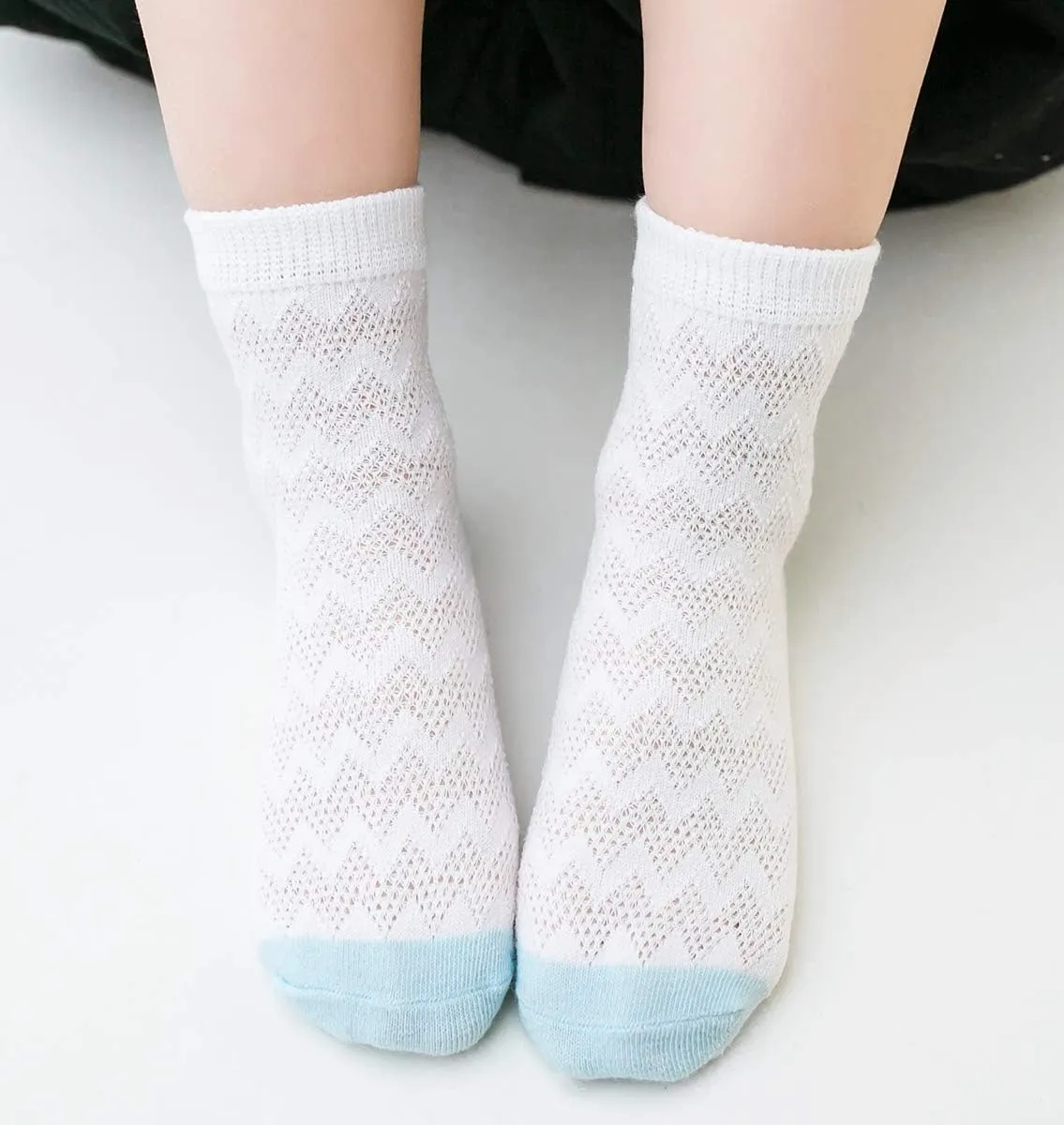 Unisex Baby Socks Girl Boy Summer Toddler Infant Ankle Pointelle Eyelet Soft Cotton Thin Mesh Socks 5 Pairs 0-12T