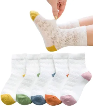 Unisex Baby Socks Girl Boy Summer Toddler Infant Ankle Pointelle Eyelet Soft Cotton Thin Mesh Socks 5 Pairs 0-12T