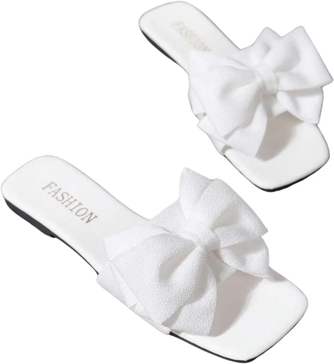 Verdusa Women's Bow Slide Sandals Open Toe Slip On Summer Flat Sandals