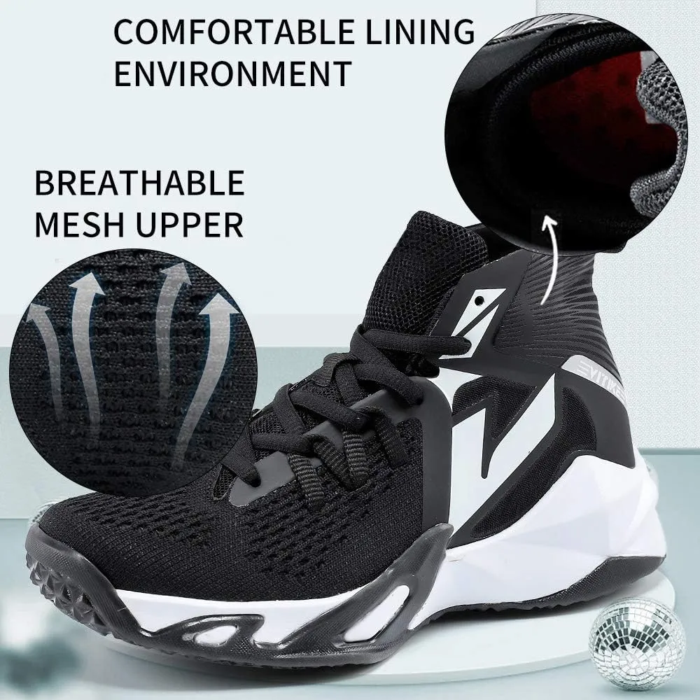 VITUOFLY Kids Basketball Shoes Boys Air Cushion Sneakers Girls Mid Top School Hoops Shoes Non-Slip Outdoor Sports Running Gym Comfortable Durable Little Kid/Big Kid