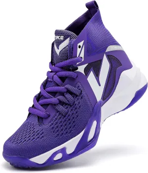 VITUOFLY Kids Basketball Shoes Boys Air Cushion Sneakers Girls Mid Top School Hoops Shoes Non-Slip Outdoor Sports Running Gym Comfortable Durable Little Kid/Big Kid