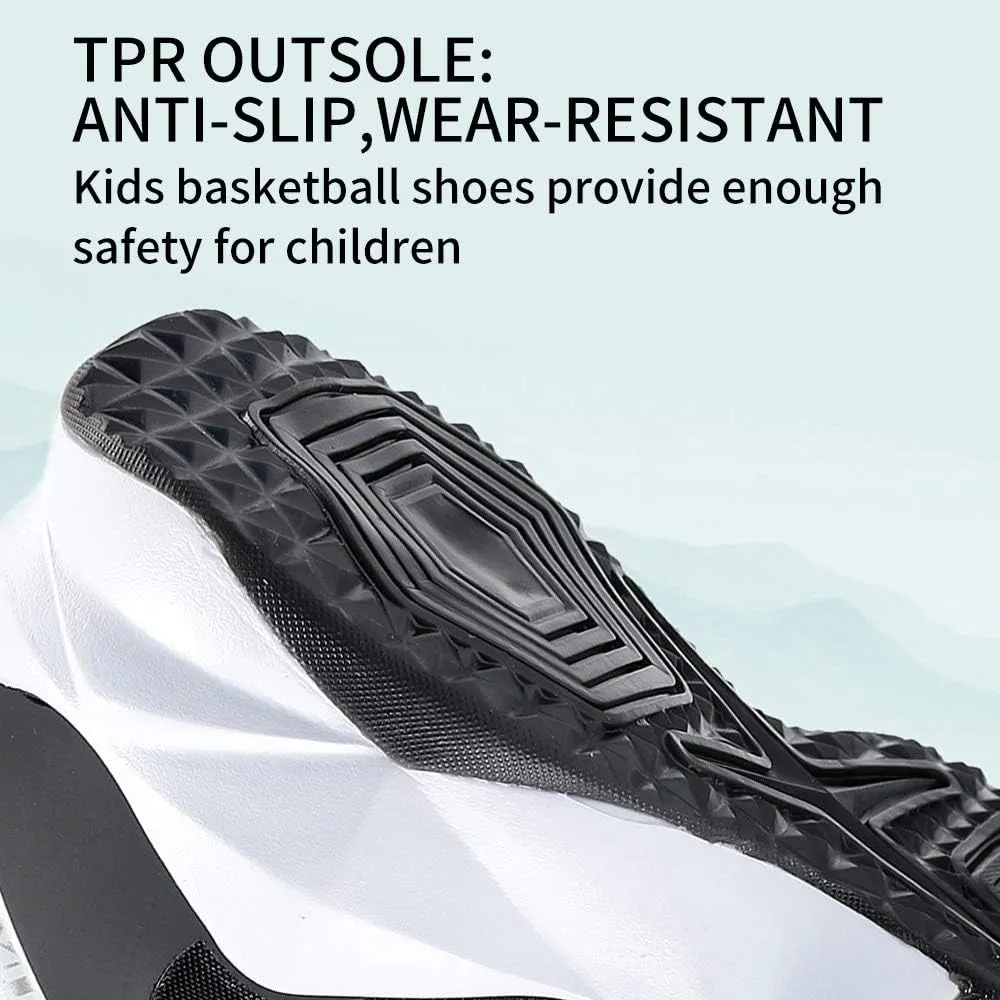 VITUOFLY Kids Basketball Shoes Boys Air Cushion Sneakers Girls Mid Top School Hoops Shoes Non-Slip Outdoor Sports Running Gym Comfortable Durable Little Kid/Big Kid