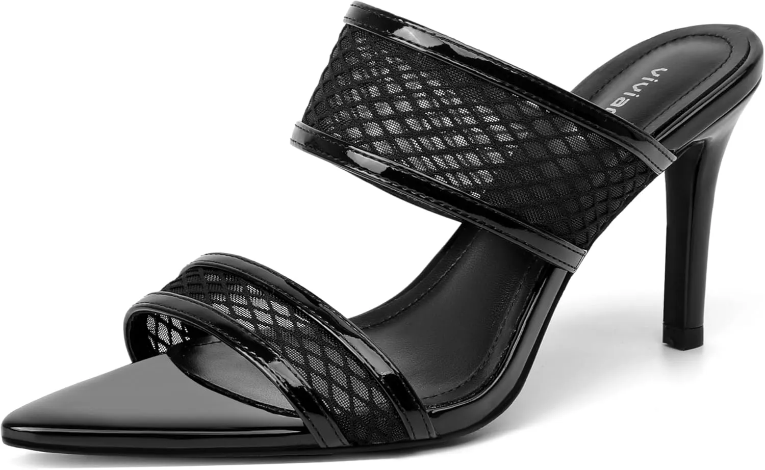 vivianly Clear Pointed Toe Heels Sandals Transparent Strap Stiletto High Heels Slip on Mules for Women