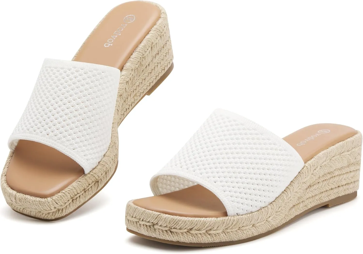 vodvob Women's Espadrilles Wedge Sandals Platform Slip On Slide Sandals Open Toe Bohemia Mules Summer Beach Casual Heels Sandals