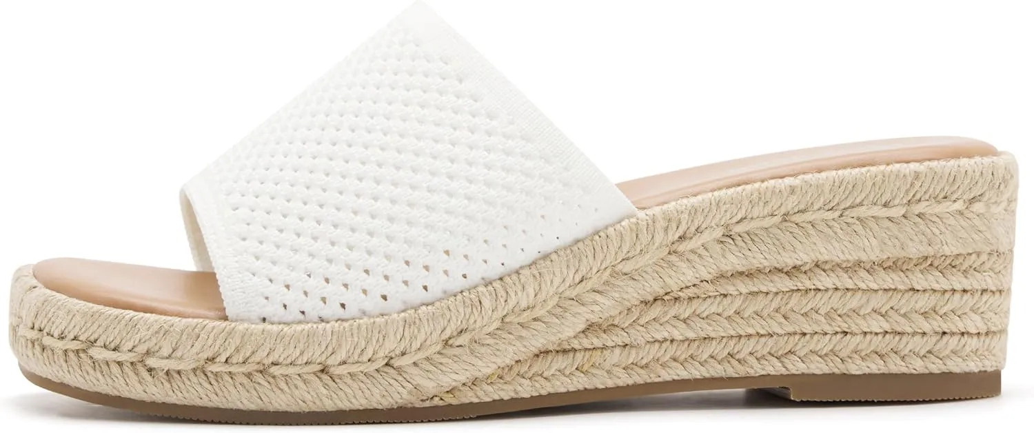 vodvob Women's Espadrilles Wedge Sandals Platform Slip On Slide Sandals Open Toe Bohemia Mules Summer Beach Casual Heels Sandals