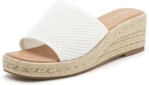vodvob Women's Espadrilles Wedge Sandals Platform Slip On Slide Sandals Open Toe Bohemia Mules Summer Beach Casual Heels Sandals