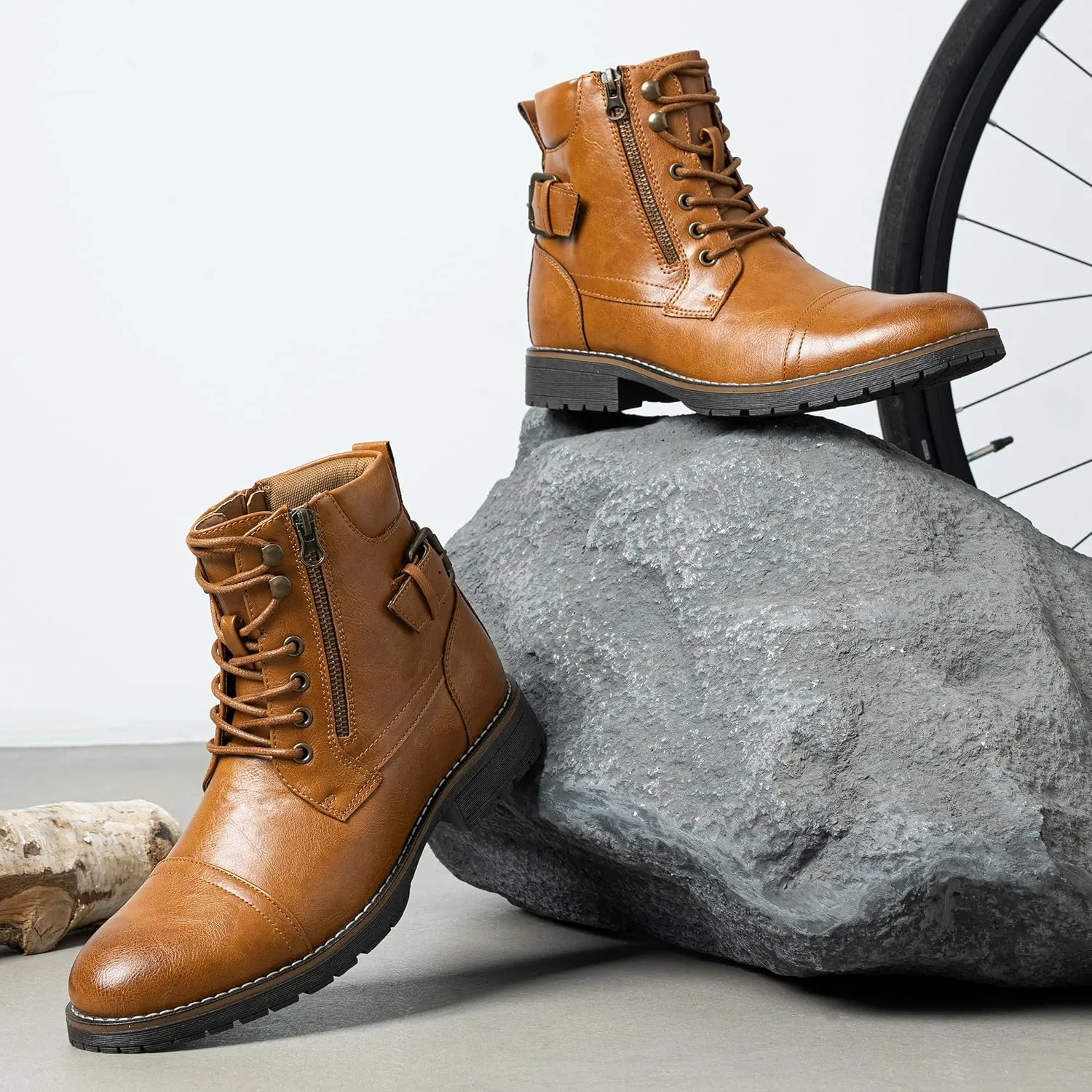 Vostey Men's Boots Boots for Men Casual Boots Motorcycle Combat Ankle Dress Boots Mens