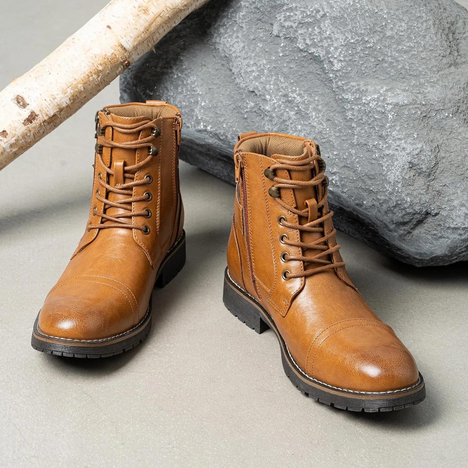 Vostey Men's Boots Boots for Men Casual Boots Motorcycle Combat Ankle Dress Boots Mens