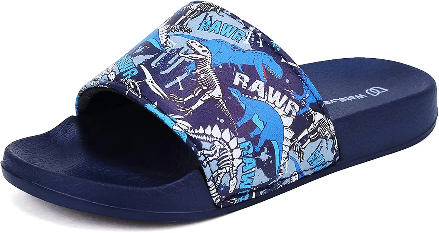 WateLves Girls & Boys Slide Sandals Kids Summer Slippers Slip On for Outdoor Beach Pool Shower (Little Kid/Big Kid)