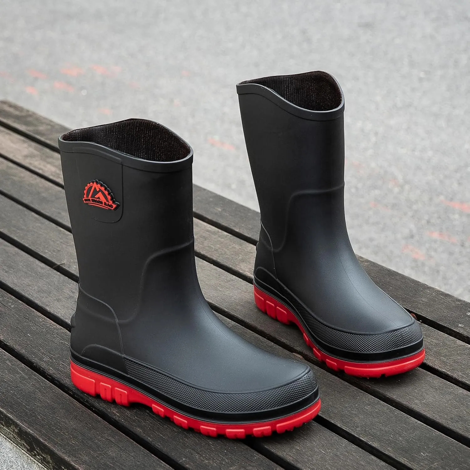 Waterproof Garden Rain Boots for Men Breathable Lightweight Mid Calf Deck Fishing Outdoor Slip Resistant Shoes