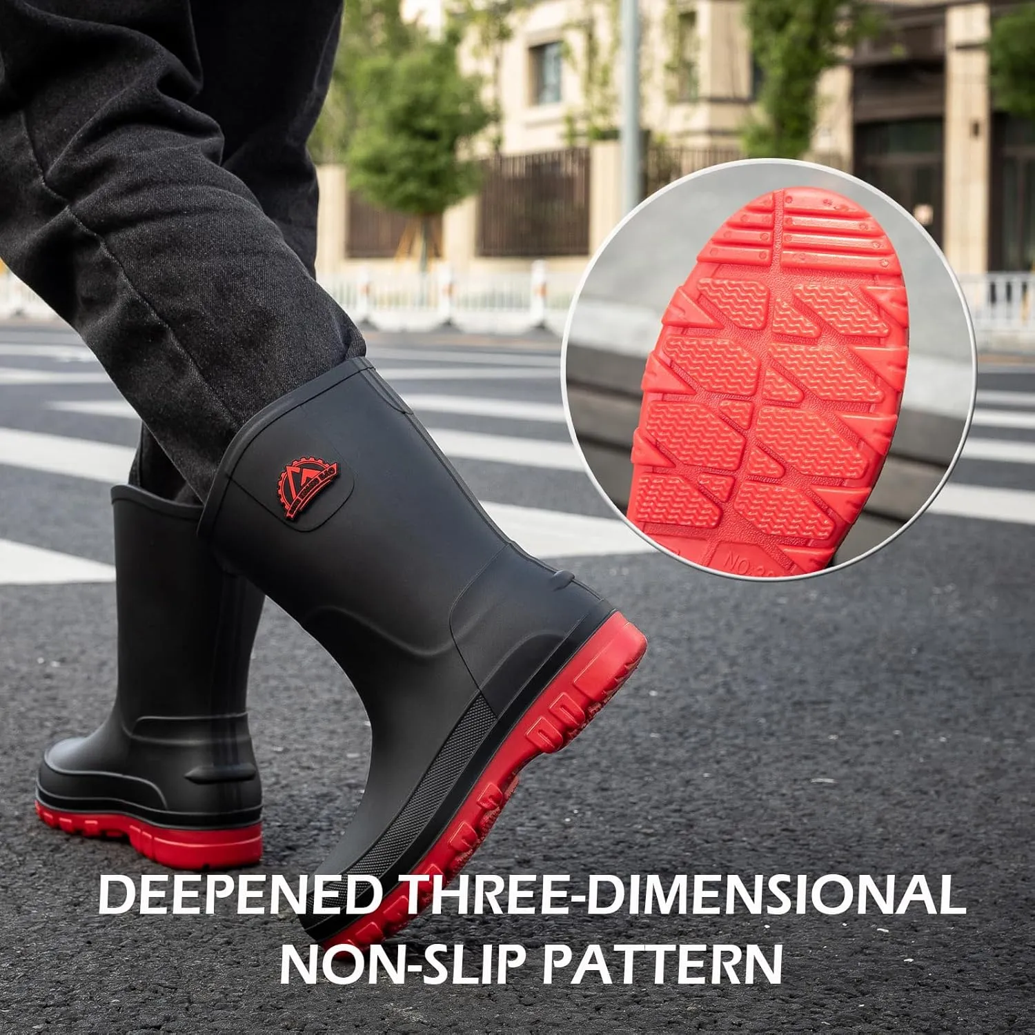 Waterproof Garden Rain Boots for Men Breathable Lightweight Mid Calf Deck Fishing Outdoor Slip Resistant Shoes