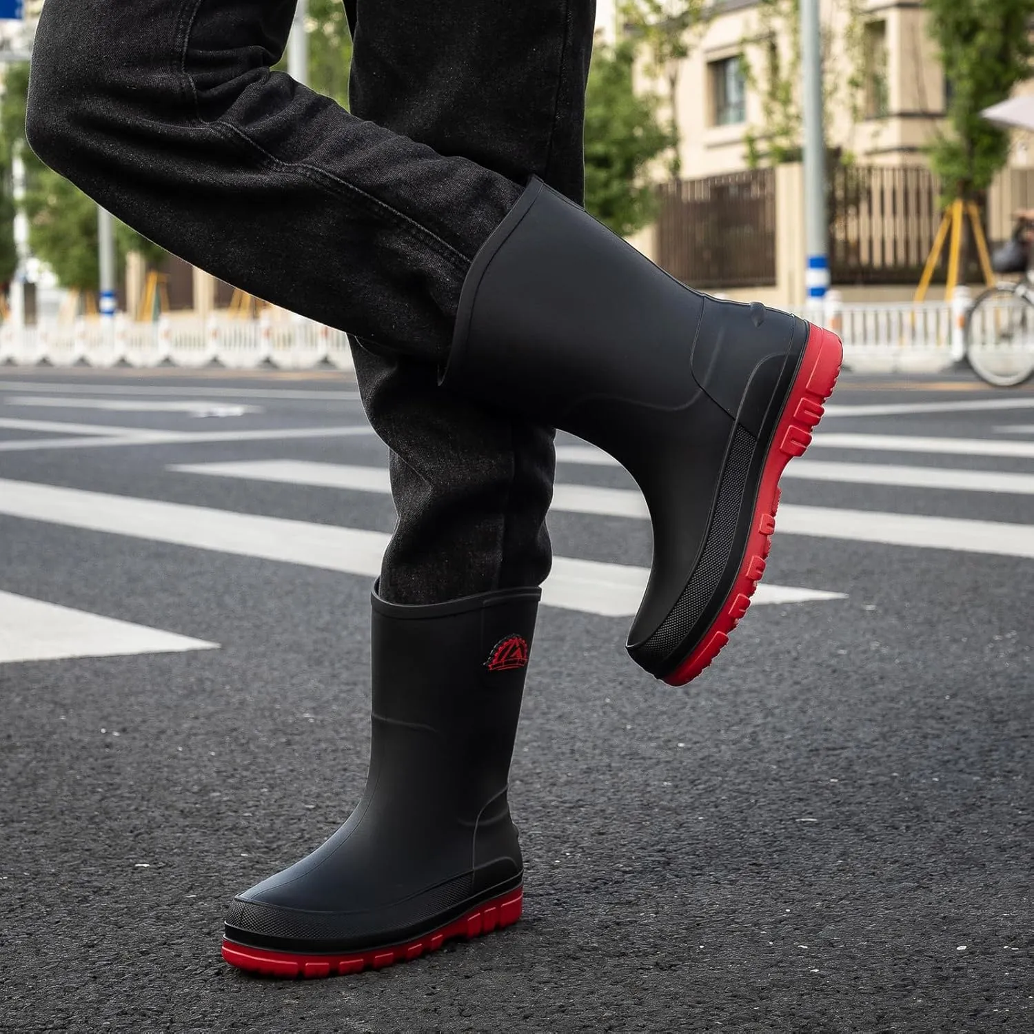 Waterproof Garden Rain Boots for Men Breathable Lightweight Mid Calf Deck Fishing Outdoor Slip Resistant Shoes