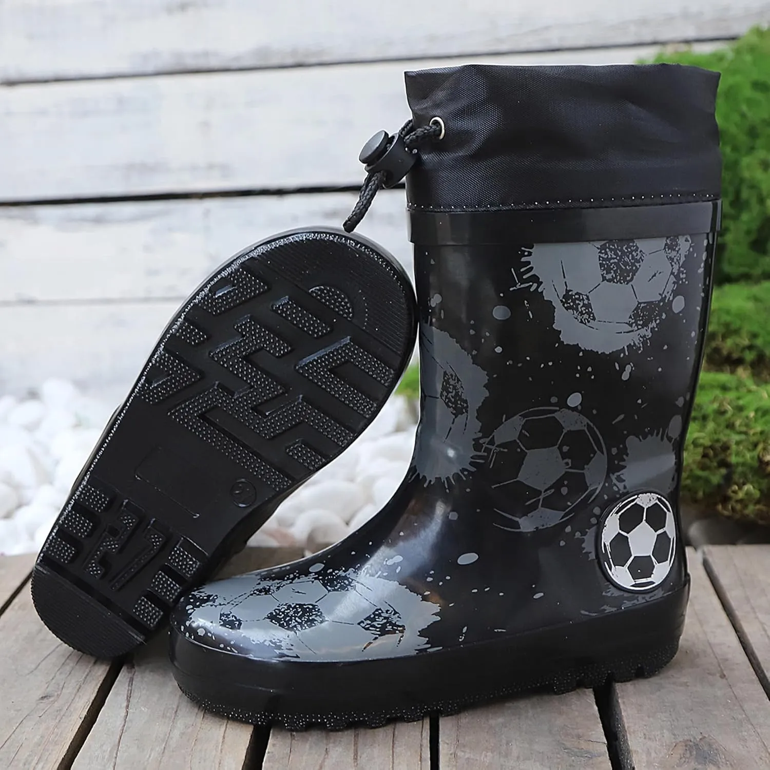 Waterproof Rain Boots for Toddler and Kids - Boys Girls Rubber Rain Boots with Easy on Handles for Outdoor Playing