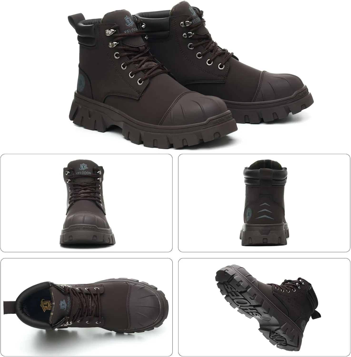 Waterproof Steel Toe Boots For Men 6 Inch Leather Steel Toe Shoes Non Slip Resistant Safety Work Boots Indestructible Lightweight Construction Boot With Composite Toe