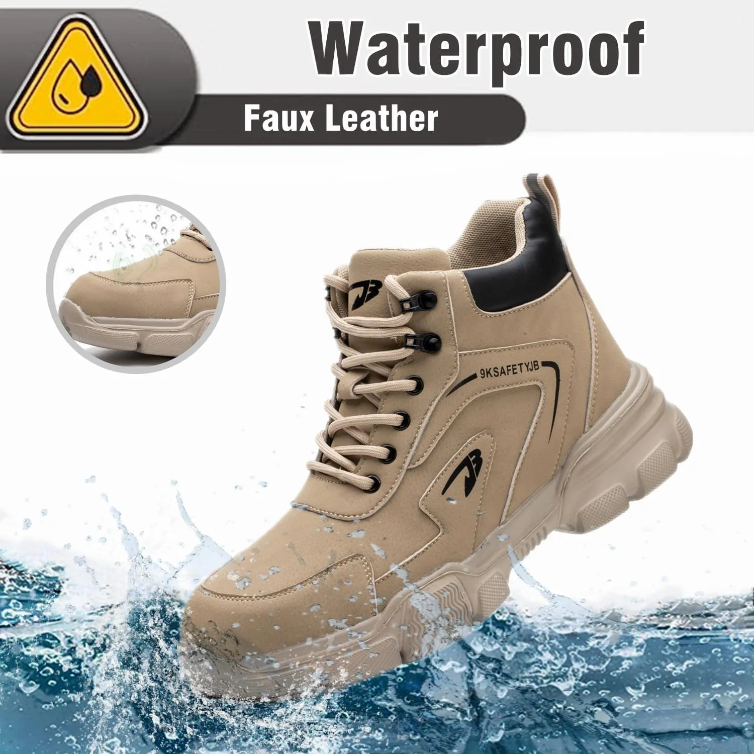 Waterproof Work Boots for Men Women Steel Toe Shoes Lightweight Indestructible Slip Resistant Construction Safety Boots