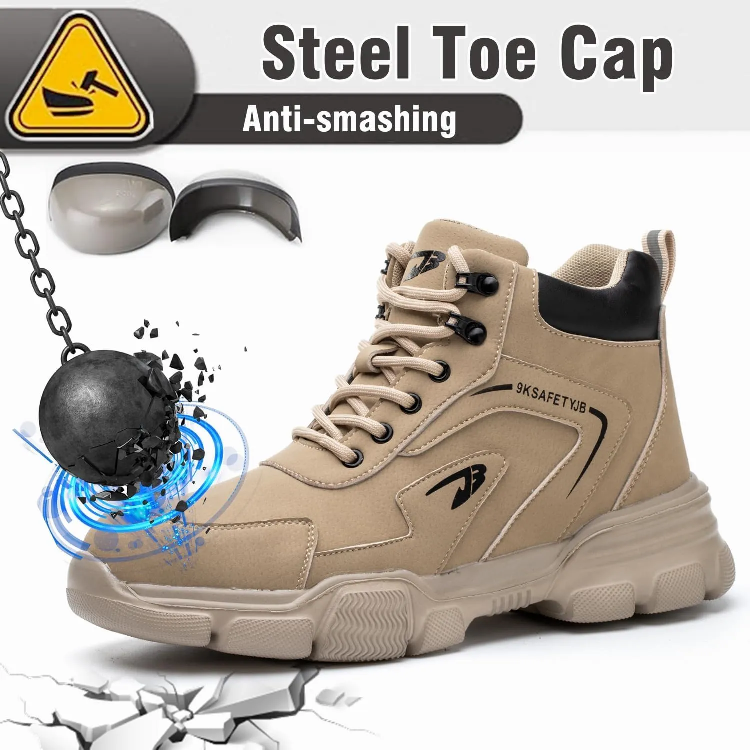 Waterproof Work Boots for Men Women Steel Toe Shoes Lightweight Indestructible Slip Resistant Construction Safety Boots