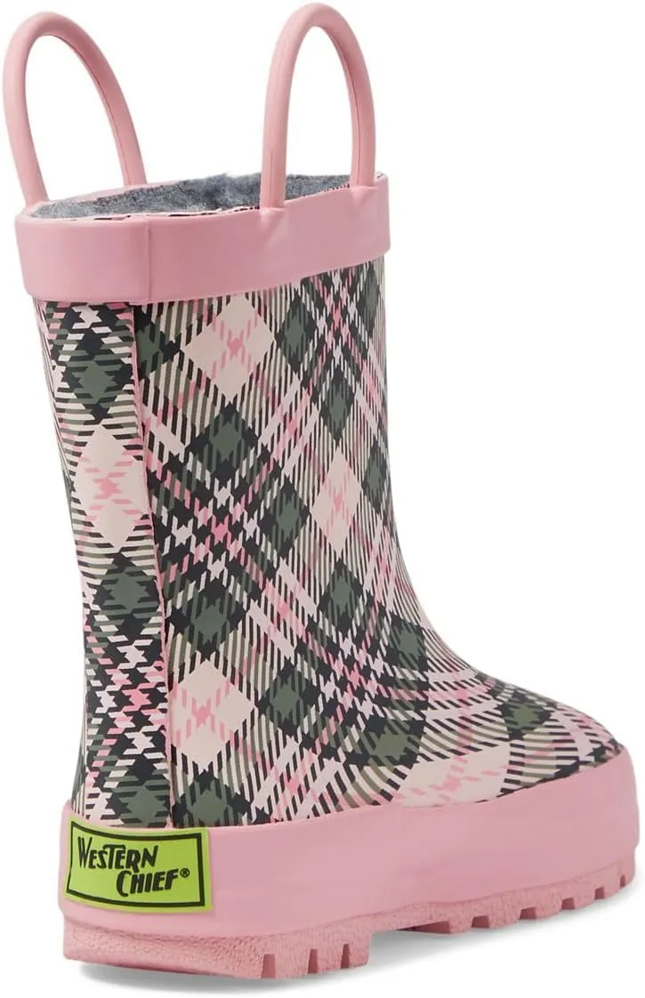 Western Chief Kids Precious Plaid Rain Boots for Kids (Toddler/Little Kid) - Waterproof - Faux Fur Lining