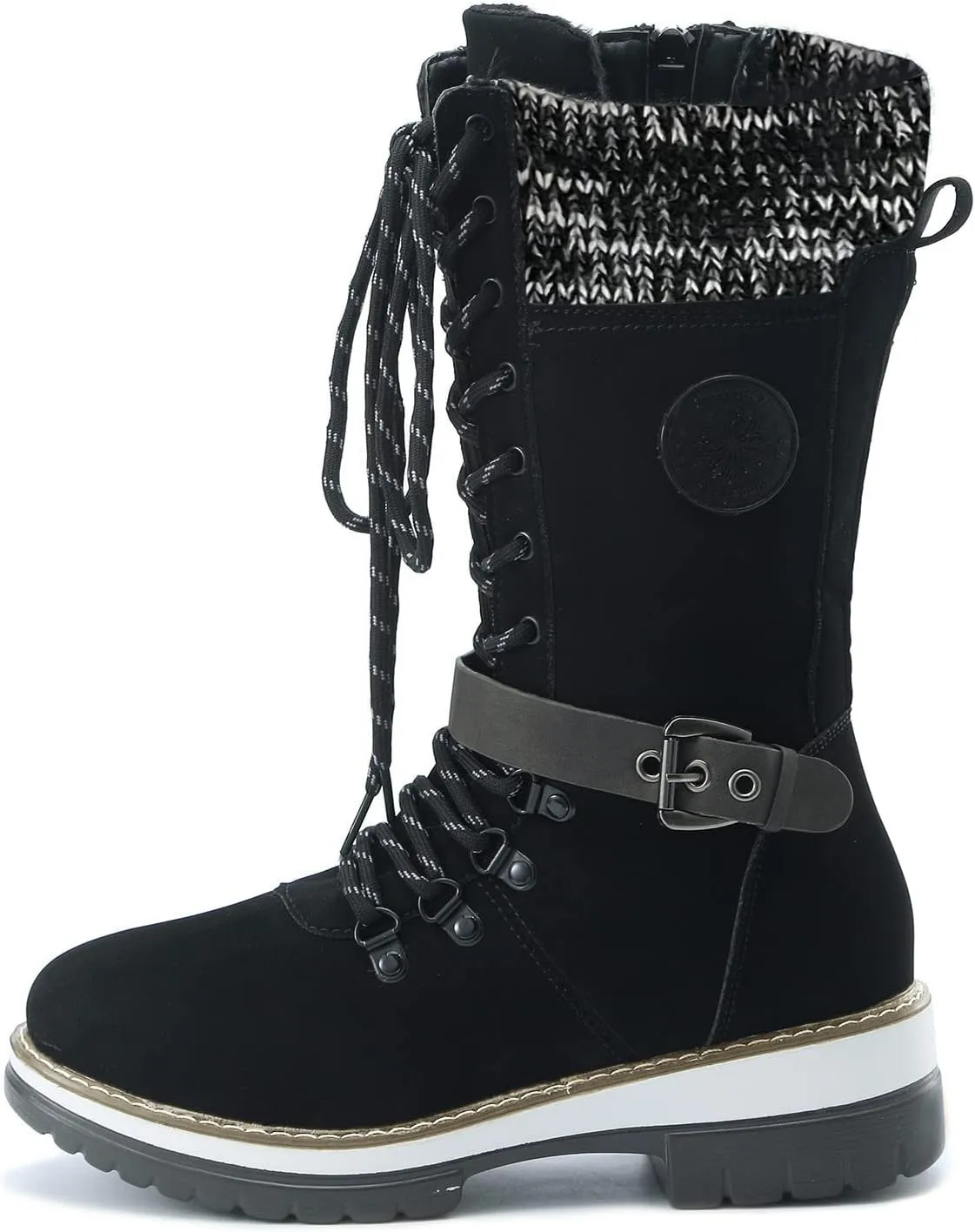 Winter Boots for Women Waterproof Snow High Cut Mid Calf Outdoor Durable Thermal Padded Warm Walking Heeled Shoes