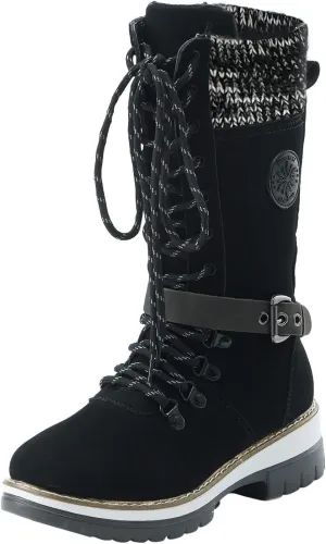 Winter Boots for Women Waterproof Snow High Cut Mid Calf Outdoor Durable Thermal Padded Warm Walking Heeled Shoes