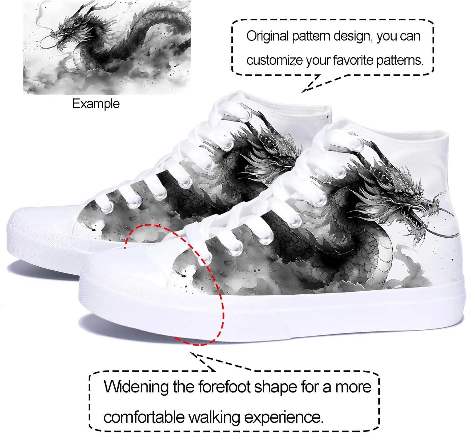 Women Fashion Sneakers Custom Personalized Design Patterns Printing Shoes with Photo Name Canvas Sneakers Customized Cosplay High-Top Shoes