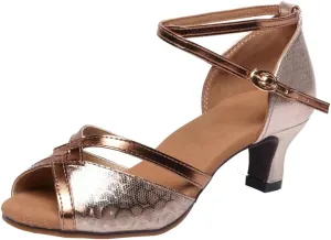 Women Latin Ballroom Dance Shoes Salsa Tango Dancing Heels 2.16 inch