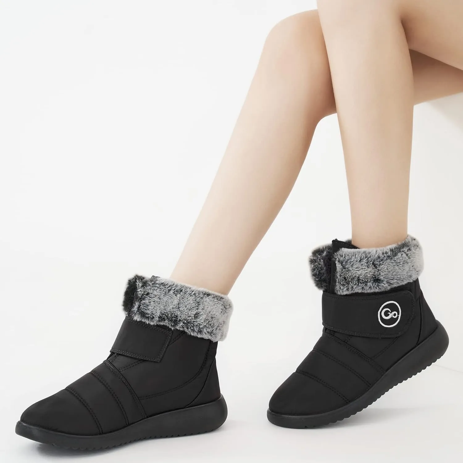 Women Snow Boots Winter Shoes With Hook Loop Comfortable Fur Lined Boots for Women Waterproof Slip On Booties Warm Anti Slip Shoes
