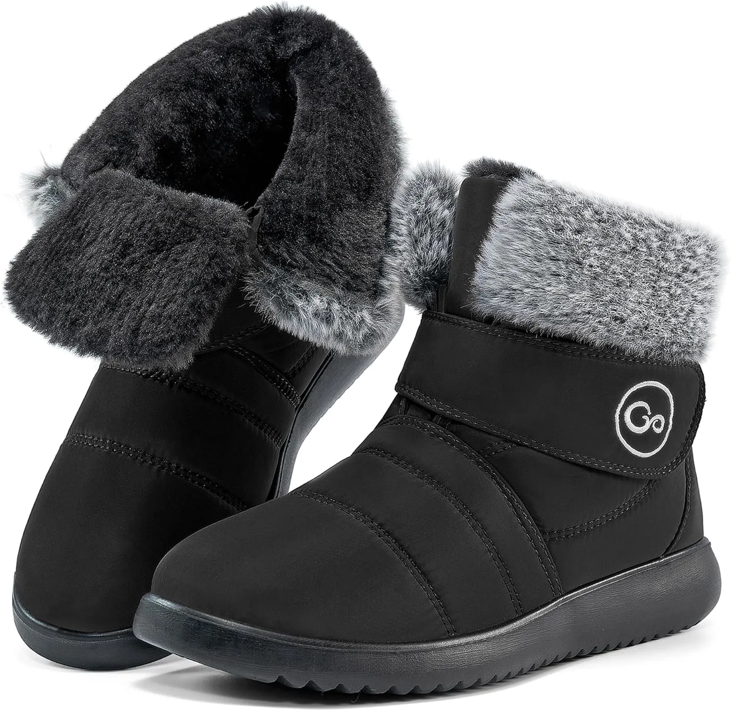 Women Snow Boots Winter Shoes With Hook Loop Comfortable Fur Lined Boots for Women Waterproof Slip On Booties Warm Anti Slip Shoes