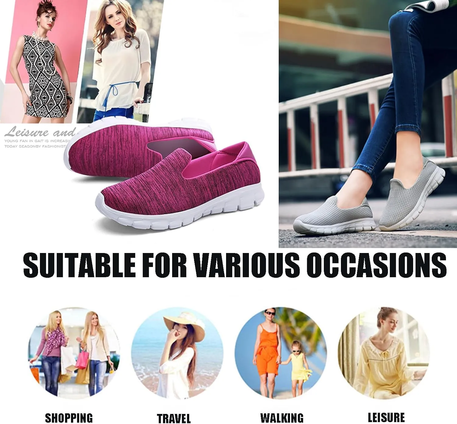 Women's Breathable Mesh Slip-On Loafers Classic Round Toe Flat Lightweight Non-Slip Mom Nurse Driving Walking Shoes