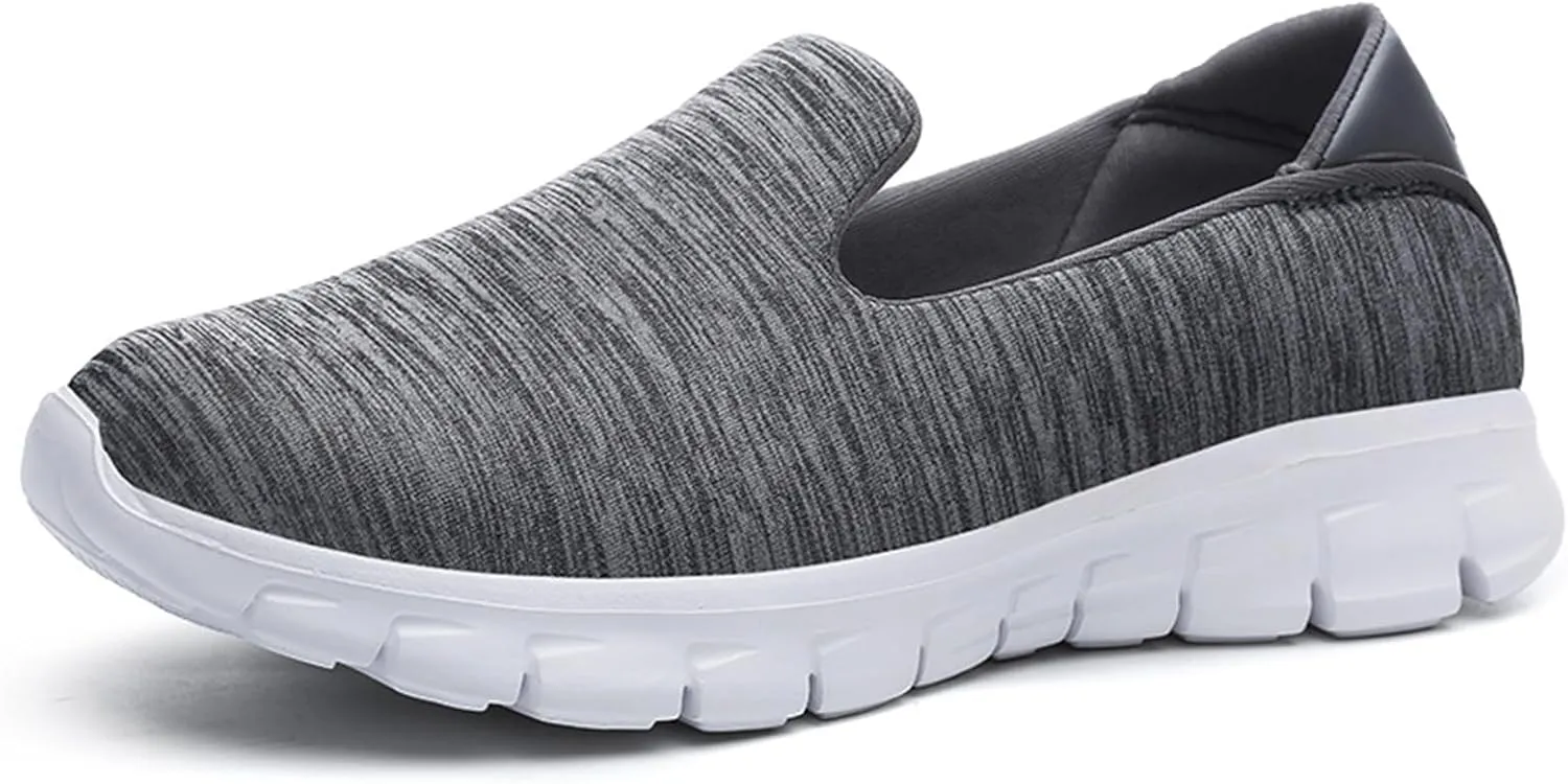 Women's Breathable Mesh Slip-On Loafers Classic Round Toe Flat Lightweight Non-Slip Mom Nurse Driving Walking Shoes