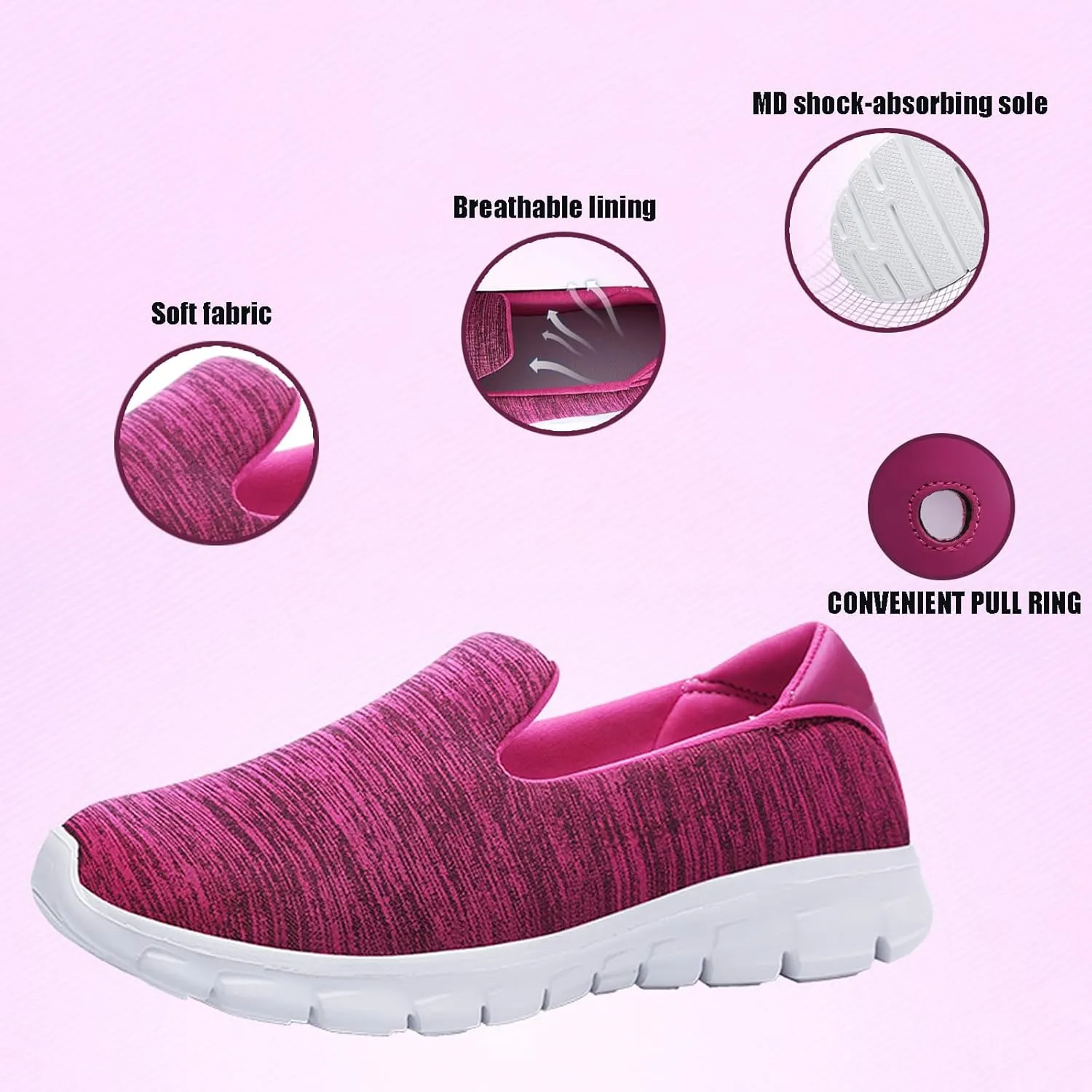 Women's Breathable Mesh Slip-On Loafers Classic Round Toe Flat Lightweight Non-Slip Mom Nurse Driving Walking Shoes