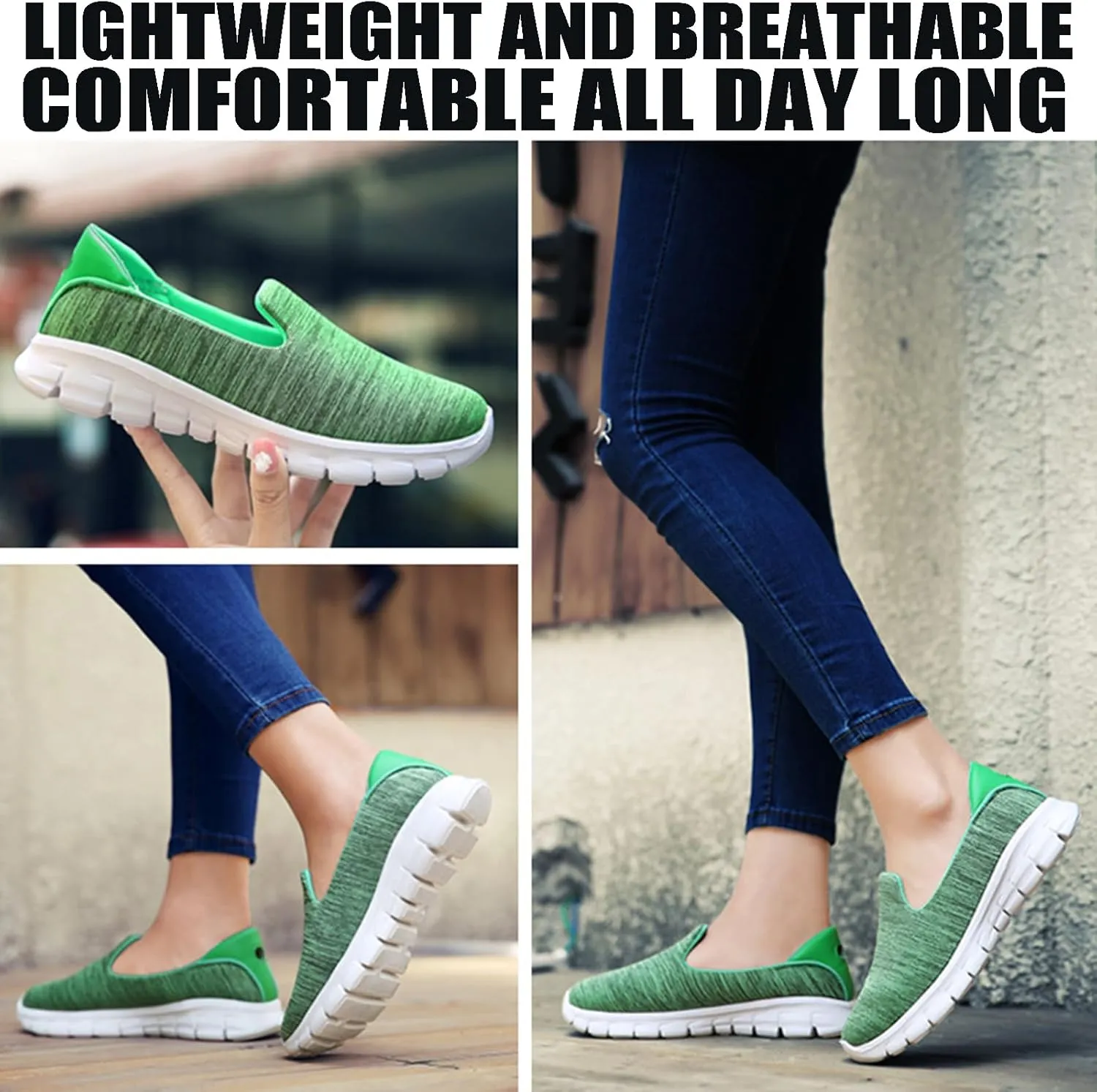 Women's Breathable Mesh Slip-On Loafers Classic Round Toe Flat Lightweight Non-Slip Mom Nurse Driving Walking Shoes