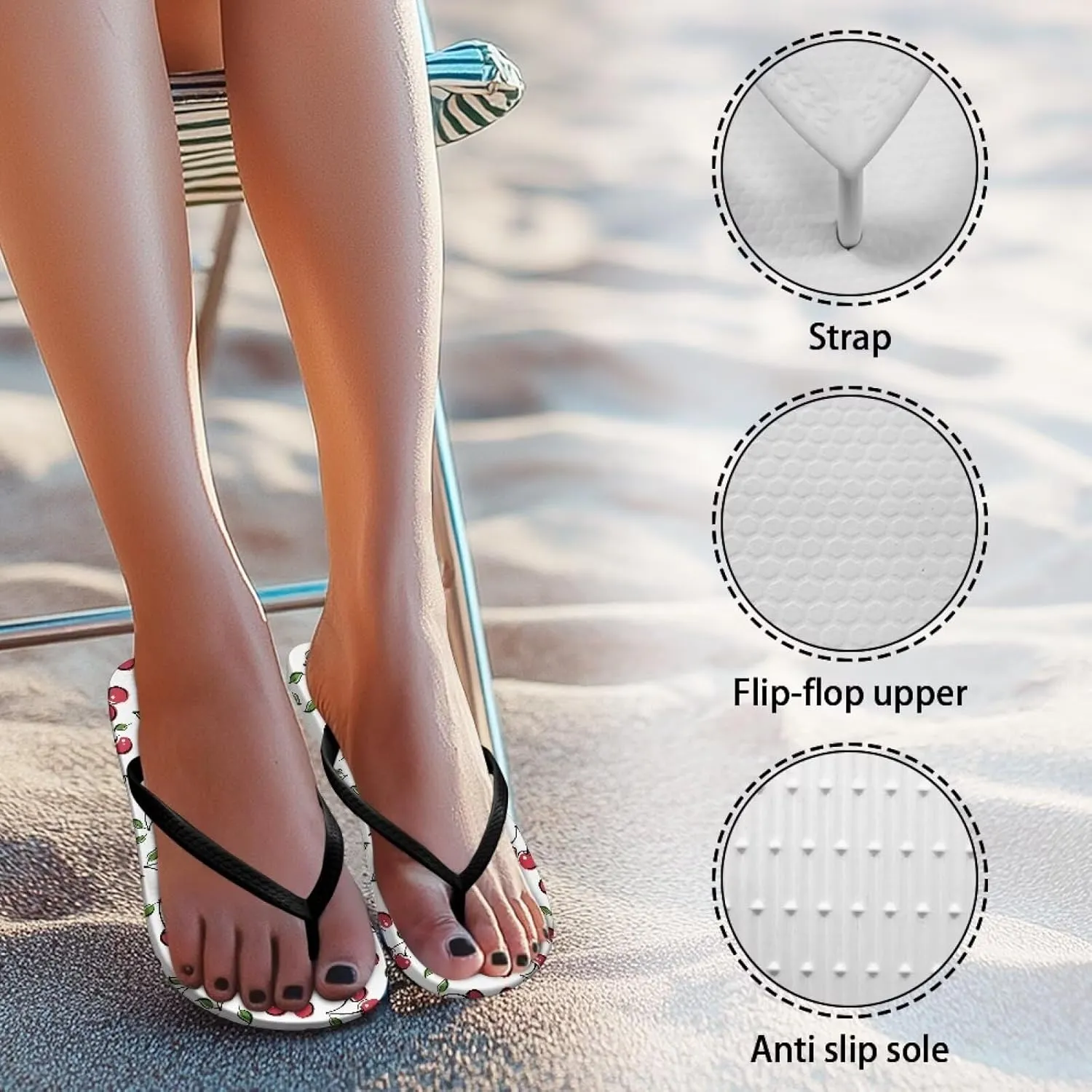 Women's Casual Flip Flops Comfortable Soft Sole Non-Slip EVA Flat Sandals Vacation Sport Summer Shoes