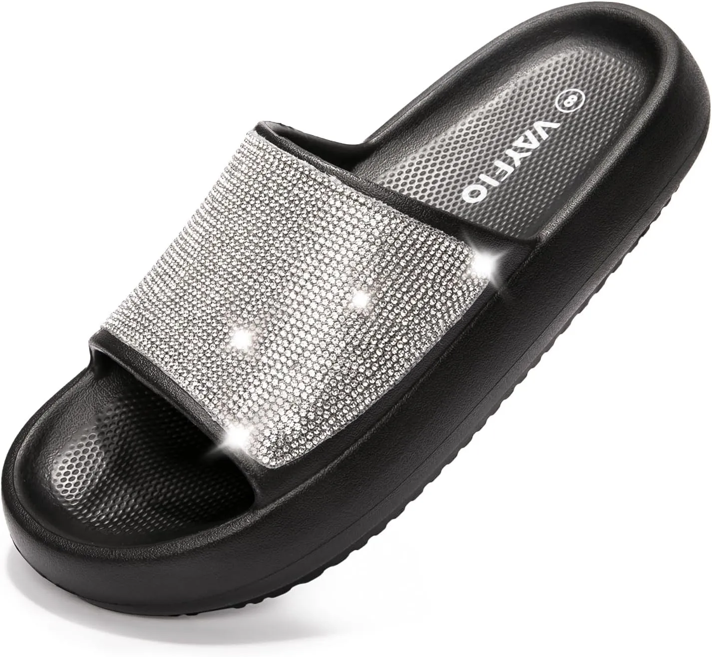 Women's Cloud Rhinestone Slide Sandals Platform Glitter Slides Slip On Shower Shoes Outdoor&Indoor House Slippers