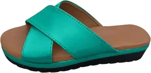 Womens Cross Straps Wedge Sandals Solid Comfortable Non-Slip Flat Shoes Summer Casual Open Toe Slip-on Slippers Trendy Beach Sandals Flip Flops