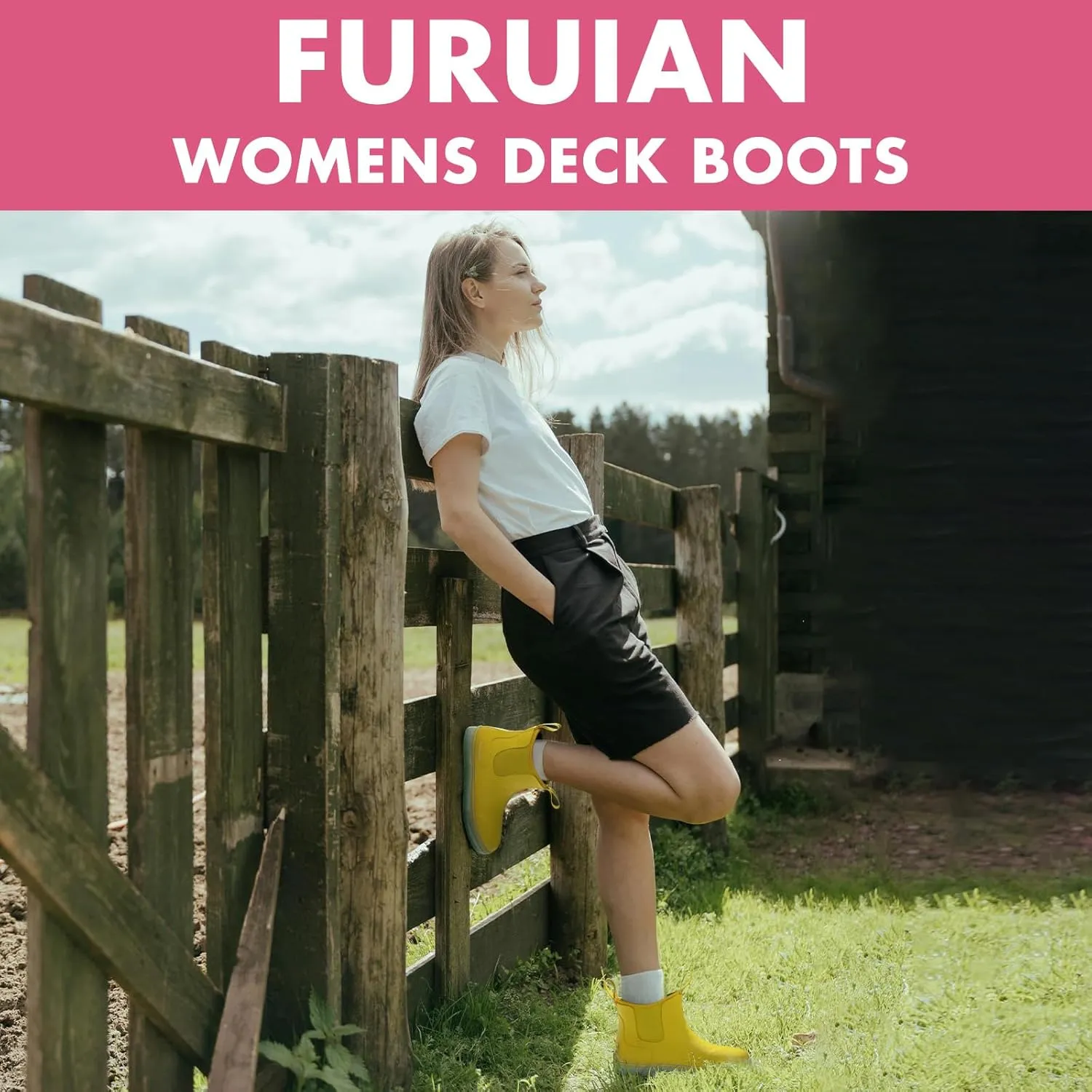 Women's Deck Boots Ankle Rain Boots Fishing Boots Rubber Waterproof Slip-Resistant Outdoor Work Shoes
