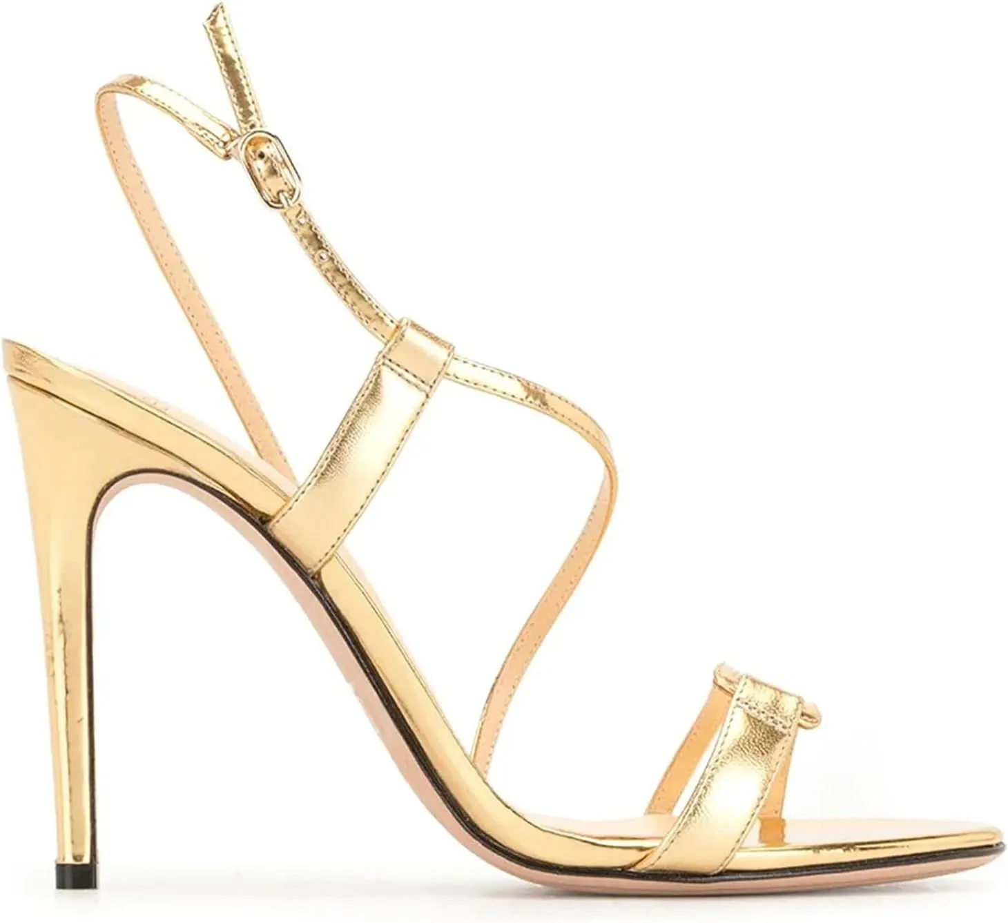 Women's Fashion High Heel Sandals, Peep Toe Cross Strap Stilettos Gold Wedding Evening Party Dress Footwear