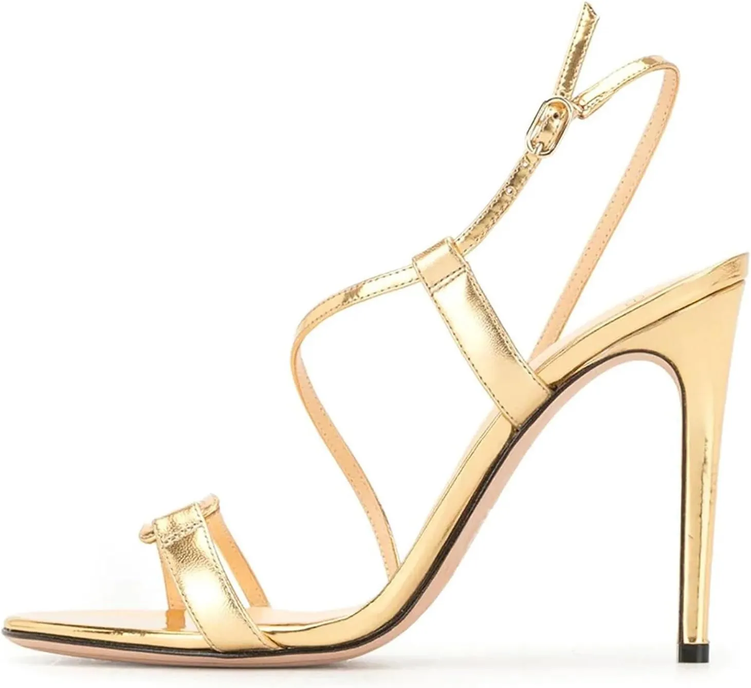 Women's Fashion High Heel Sandals, Peep Toe Cross Strap Stilettos Gold Wedding Evening Party Dress Footwear