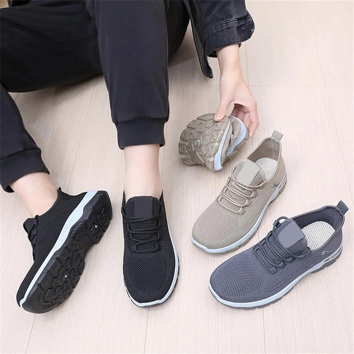 Women's Flats Shoes Slip On Mesh Breathable Casual Loafers Comfortable Soft Woman Comfort Orthopedic Diabetic Fashion Walking Shoes with Arch Support