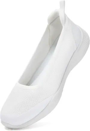 Women's Flats Slip On Shoes Knit Walking Sneakers Casual Low Wedge Nurse Loafers Comfortable Lightweight Breathable