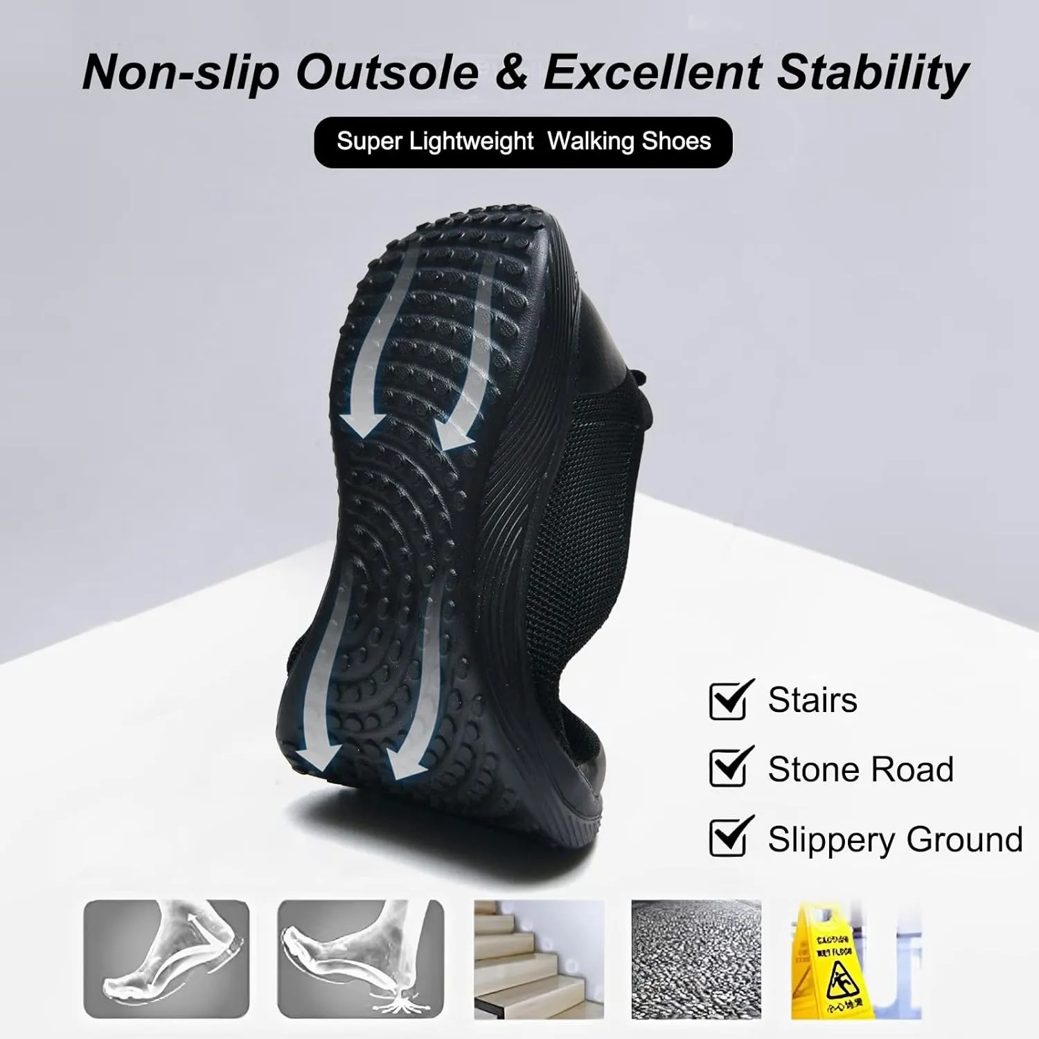 Women's Flats Slip On Shoes Knit Walking Sneakers Casual Low Wedge Nurse Loafers Comfortable Lightweight Breathable