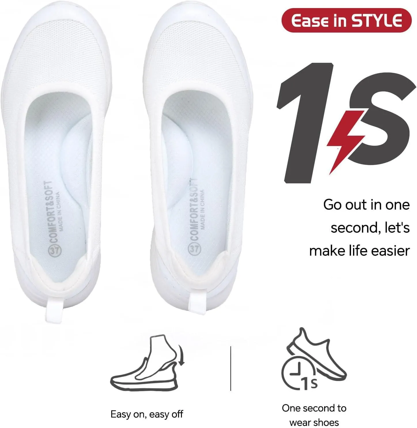 Women's Flats Slip On Shoes Knit Walking Sneakers Casual Low Wedge Nurse Loafers Comfortable Lightweight Breathable